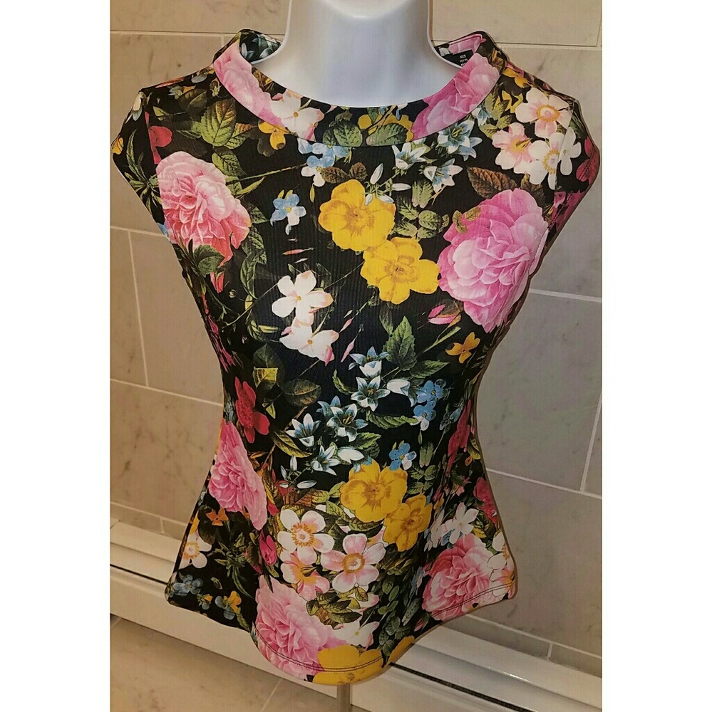 New York & Company Black Floral Top -Tags Attached